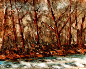 trees in the forest painting