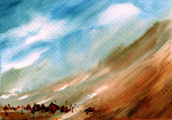 abstract watercolor landscape painting