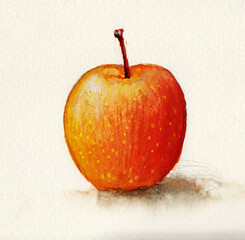 red-apple on a white background watercolor painting