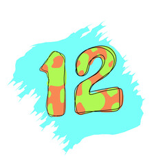 Paper number 12 letters. Realistic 3D multi layer papercut effect on white background. Image of letters of the alphabet letters. Decoration elements for birthday or wedding greeting designs