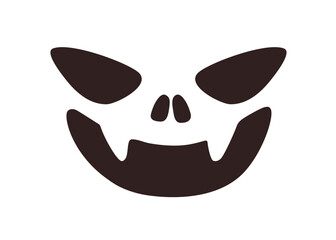 Evil smiling face stencil for Halloween holiday. Horror character laughing, mocking with scary emotion, expression. Creepy spooky laughter. Flat vector illustration isolated on white background