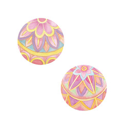 水彩で描いた鞠の素材