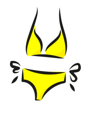 Żółte bikini ilustracja - obrazy, fototapety, plakaty