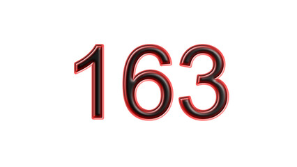 red 163 number 3d effect white background