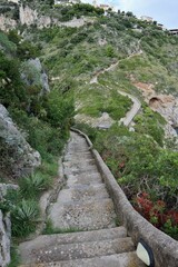 Fototapeta na wymiar Conca dei Marini - Scorcio panoramico dalla scalinata di accesso della Torre di Capo di Conca