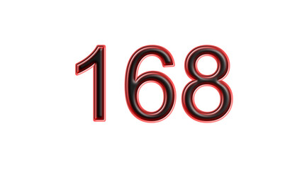 red 168 number 3d effect white background