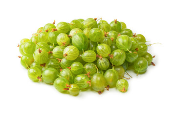 A group of gooseberries isolated on a white background.