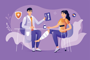 Medical clinic concept with people scene. Vector illustration.