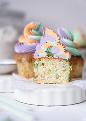 cupcake with butter cream icing and color sprinkles children's cake happy birthday happy 