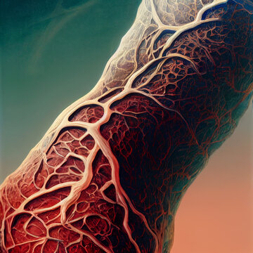 Image of blood vessels and veins in the human body