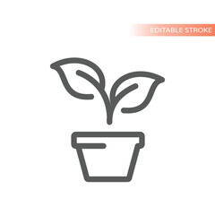 Plant in a pot line vector icon. Gardening and growth outlined symbol.
