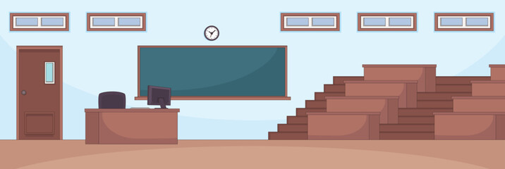 Cute and nice design of lecture room with furniture and interior objects vector design