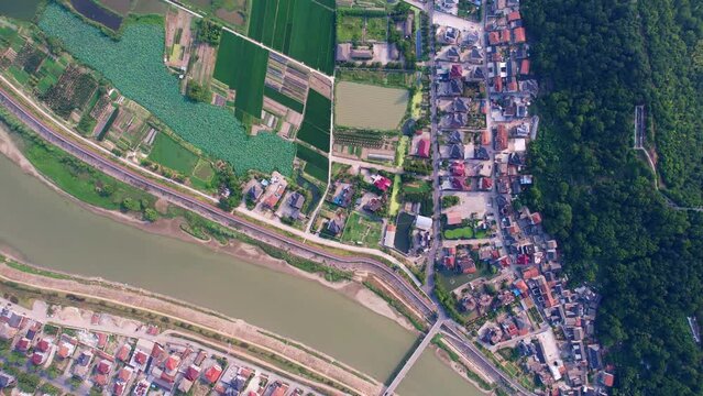 aerial view of countryside