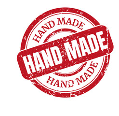 Hand made red round grunge vintage ribbon stamp