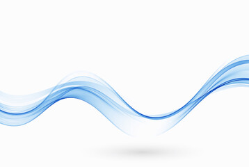 Blue transparent abstract wave flow. Wave background