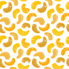 Vector seamless pattern with cashew. Vegan food illustration.