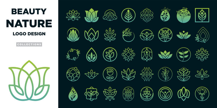 Green Beauty Nature Logo Design Collection