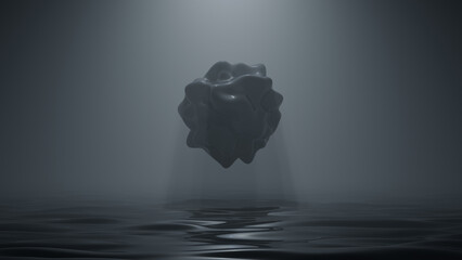Black water wave. Abstract 3d sphere. 3d rendering