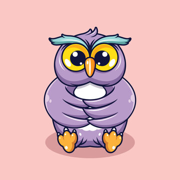 Cute and innocent baby owl cartoon illustration