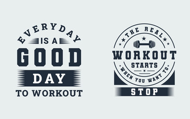 Gym Or Fitness T-Shirt Design Set. Gym T-Shirt Print, Vector Illustration