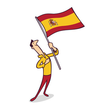 Spain Spanish Patriotic Vintage Classic Cartoon Mascot