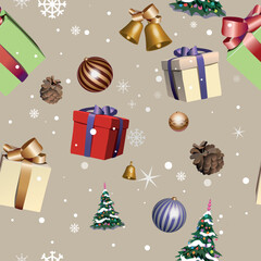 Seamless texture on the theme of Christmas. Vector.