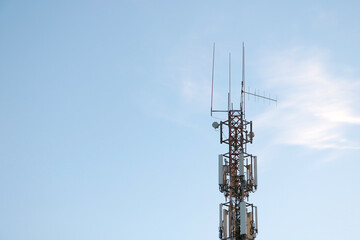 Modern technologies. Honeycomb tower against the blue sky.