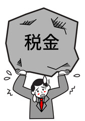 のしかかる税金に耐える会社員