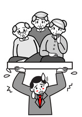 なんとかお年寄りを支える会社員