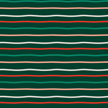 cute Christmas winter seamless repeat pattern abstract stripes on green background