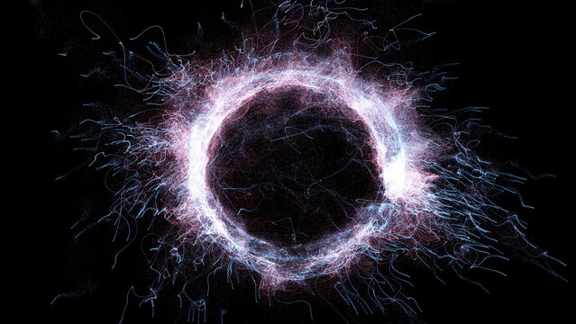 3D rendering cosmic energy strings. Energy flows in the form of thin bright elements