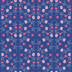 Hand-drawn floral pattern in lilac color, bright background, flowers and patterns.