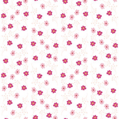 Hand-drawn floral pattern in lilac color, bright background, flowers and patterns.