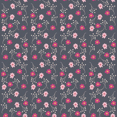 Hand-drawn floral pattern in lilac color, bright background, flowers and patterns.
