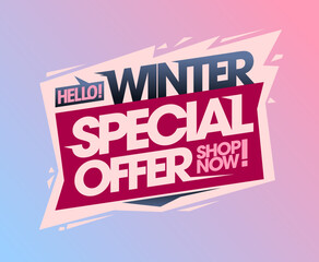 Winter special offer, shop now, sale web banner or flyer