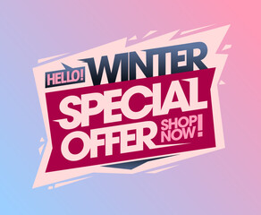 Fototapeta premium Winter special offer, shop now, sale web banner or flyer