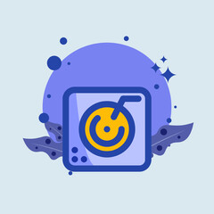 Fototapeta premium Turntable flat illustration. Dj signs vector illustration.