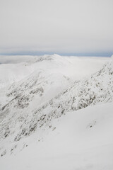 landscape panoramic view of snowed winter tatra mountains