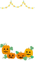 ハロウィーンのおばけカボチャのフレーム 背景透過 縦型