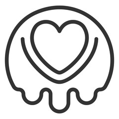 Chocolate candy with a heart and drips - icon, illustration on white background, outline style