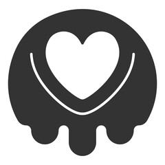 Chocolate candy with a heart and drips - icon, illustration on white background, glyph style
