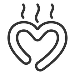 Hot chocolate heart - icon, illustration on white background, outline style