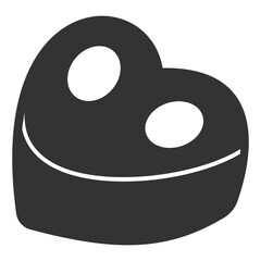 Chocolate candy in the shape of a heart - icon, illustration on white background, glyph style