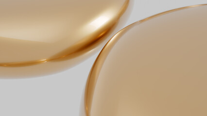 Abstract gold circle pebble, beauty fashion background. 3d rendering