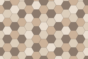 Ceramic tile hexagonal wall or floor decoration, beige mosaic brick seamless pattern for background.