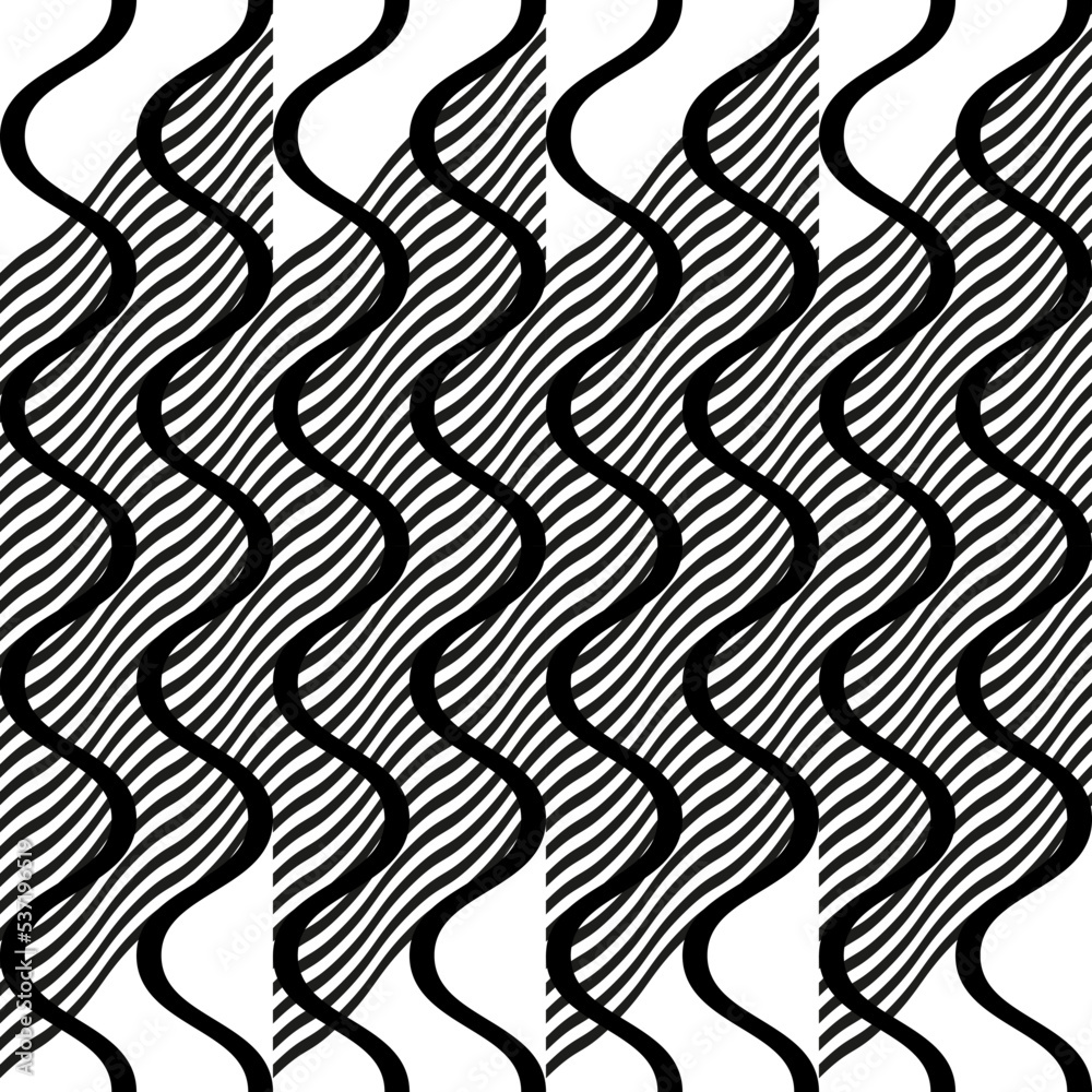 Poster Modern abstract geometric contemporary vector seamless diagonal pattern with simple elements and shapes. Graphic black and white minimalist background.