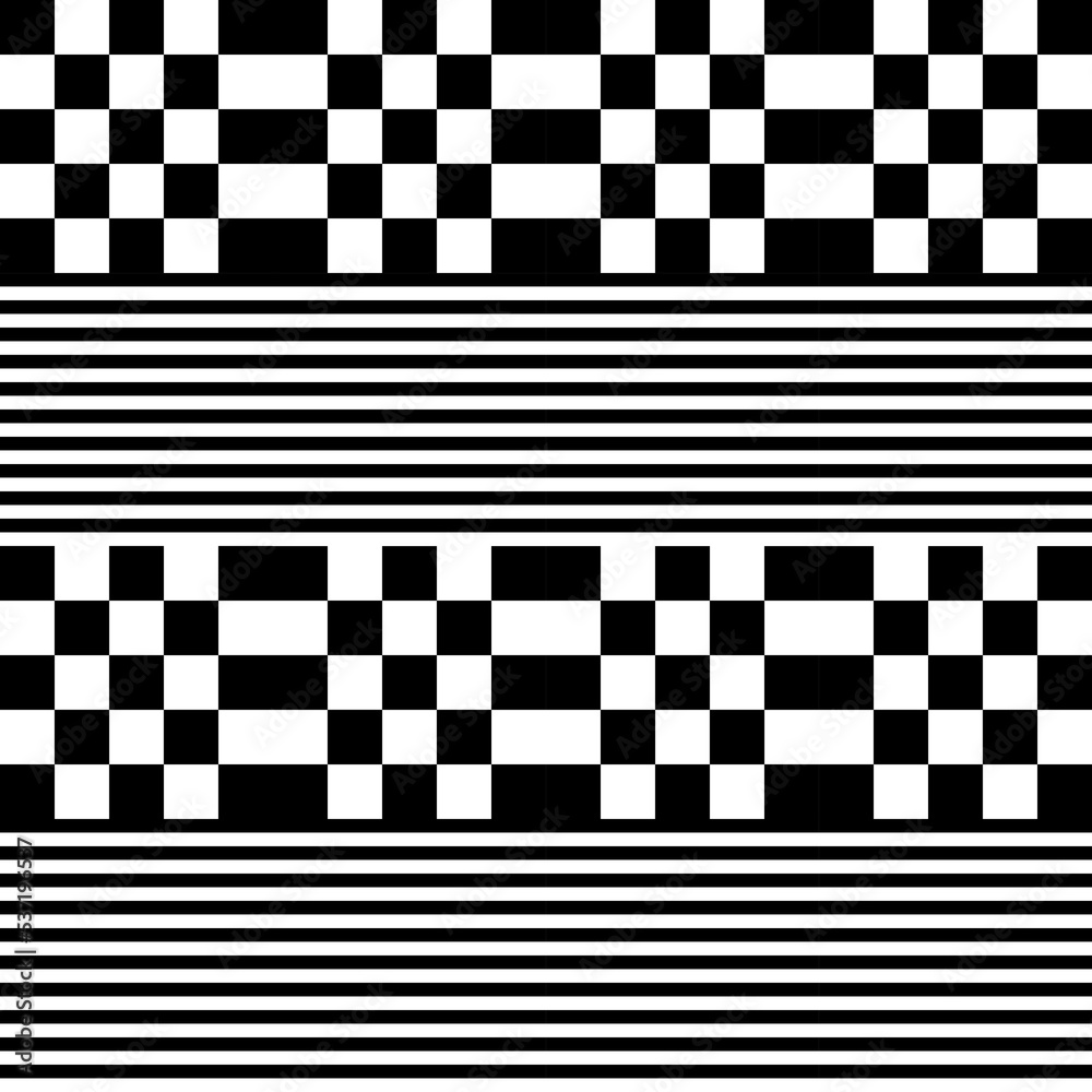Aufkleber Modern abstract geometric contemporary vector seamless pattern with simple elements and shapes. Graphic black and white minimalist background.