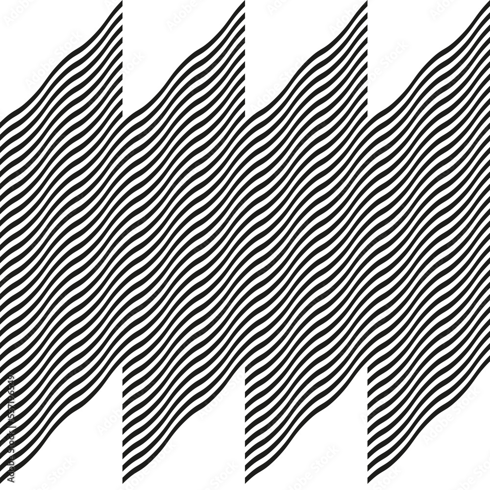 Fototapete Modern abstract geometric contemporary vector seamless diagonal pattern with simple elements and shapes. Graphic black and white minimalist background.
