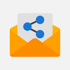 Share icon in flat style about email, use for website mobile app presentation