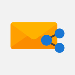 Share icon in flat style about email, use for website mobile app presentation